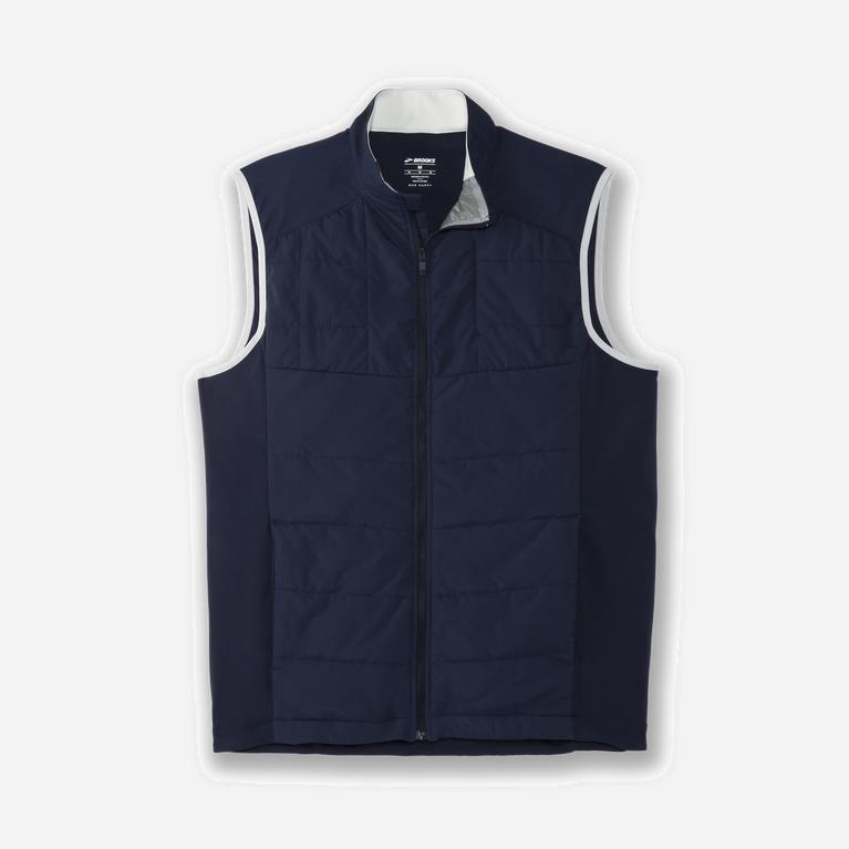 Brooks Shield Hybrid Israel - Men's Lightweight Running Vest - Navy/Icy Grey (59206-VNHT)